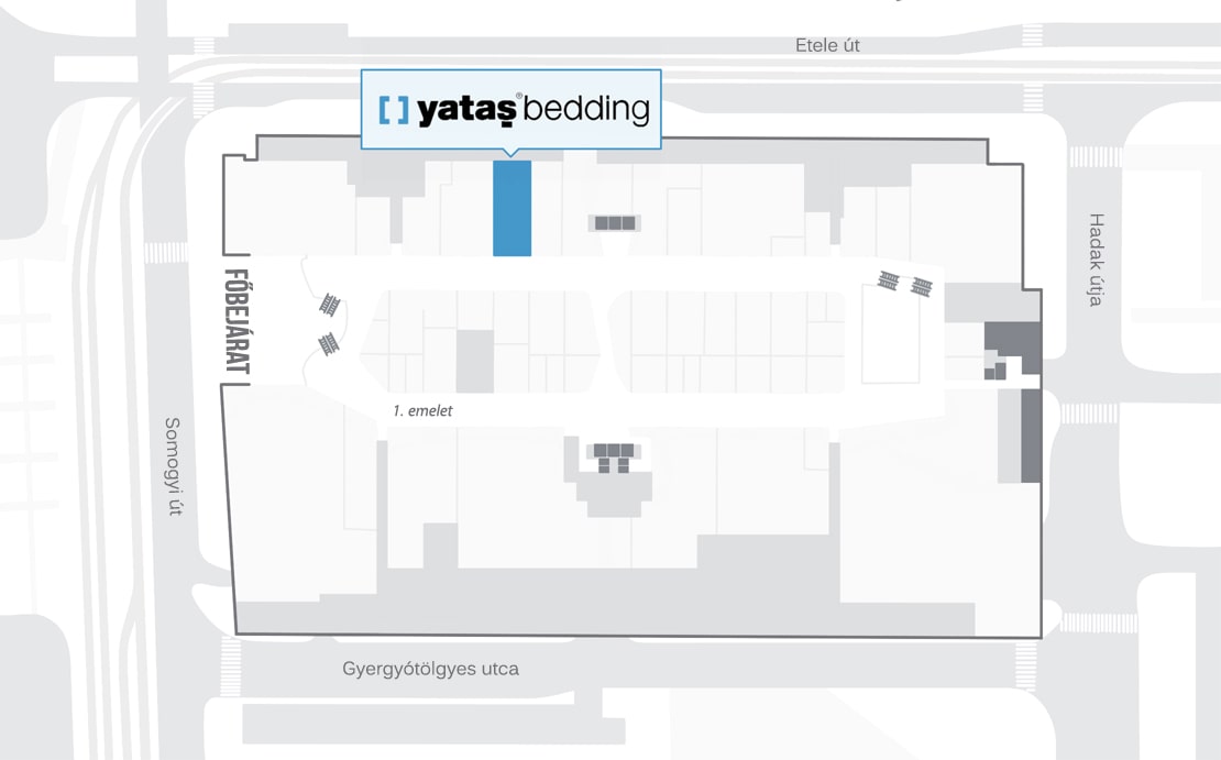 Etele Plaza map for the Yatas Bedding store